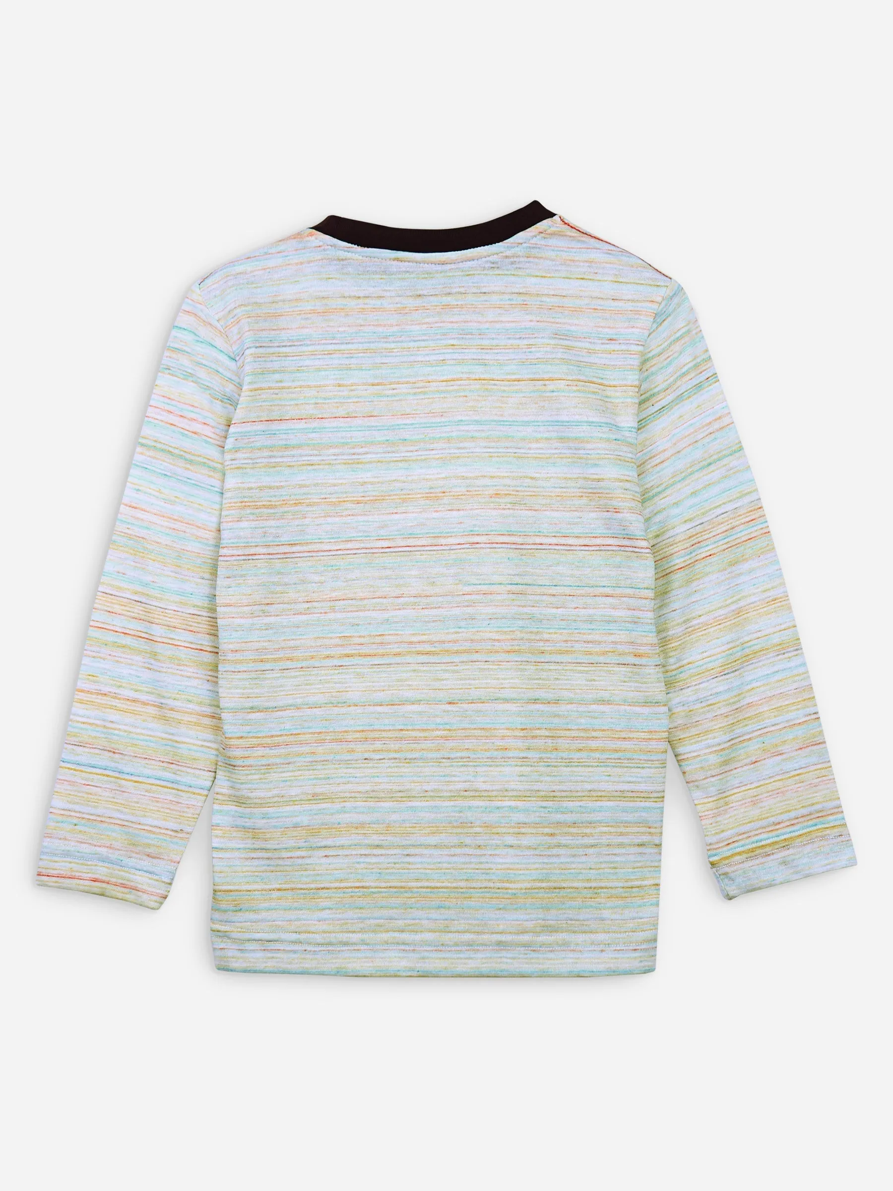 Multi Color Long Sleeve Casual T-Shirt With Pocket