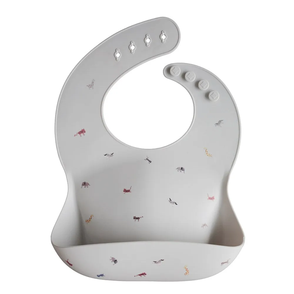 Mushie Bib- Grey Safari