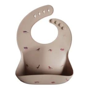 Mushie Silicone Baby Bib Brown Safari