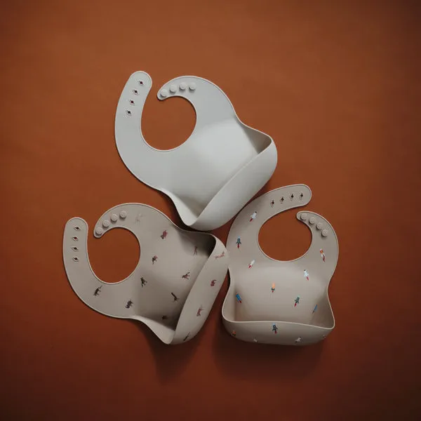 Mushie Silicone Baby Bib Brown Safari