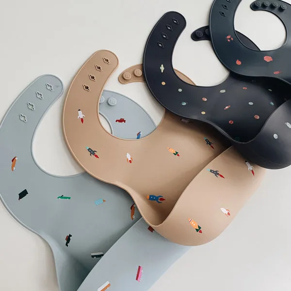 Mushie Silicone Baby Bib Rocket Ship