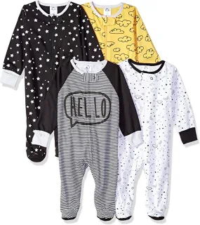 New Gerber Baby-Boys 4 Pack Sleep N' Play Footie, Sz 3-6 Months! Retails $52 