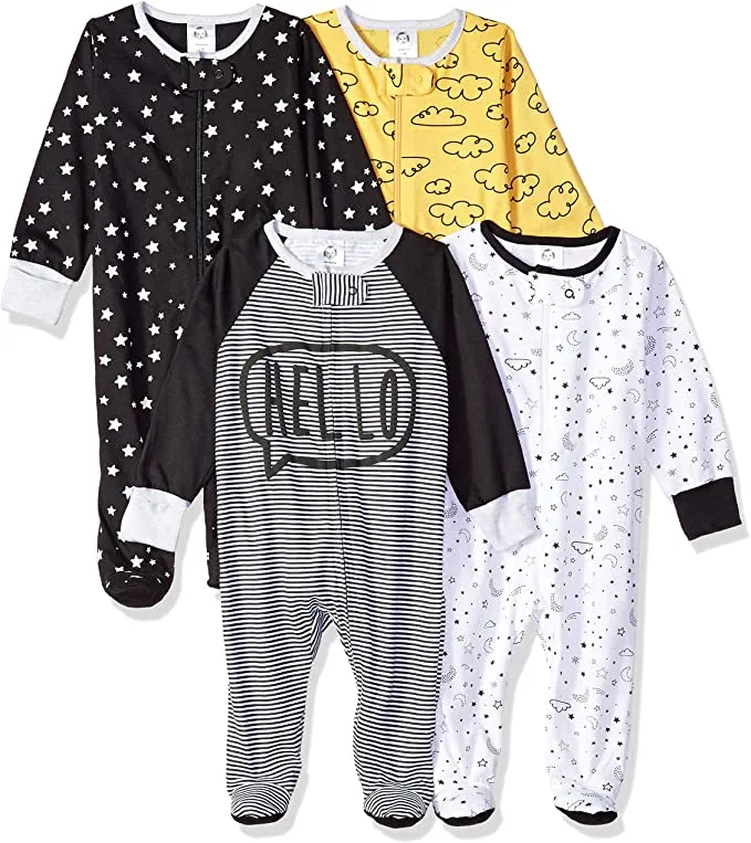 New Gerber Baby-Boys 4 Pack Sleep N' Play Footie, Sz 3-6 Months! Retails $52 