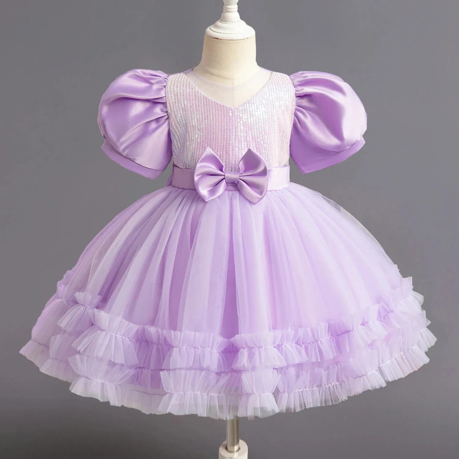 Newborn Baby Girl Dress Party Dresses for Girls 1Yrs Birthday Princess Dress Summer Fuffy Sleeves Christening Gown Baby Clothing
