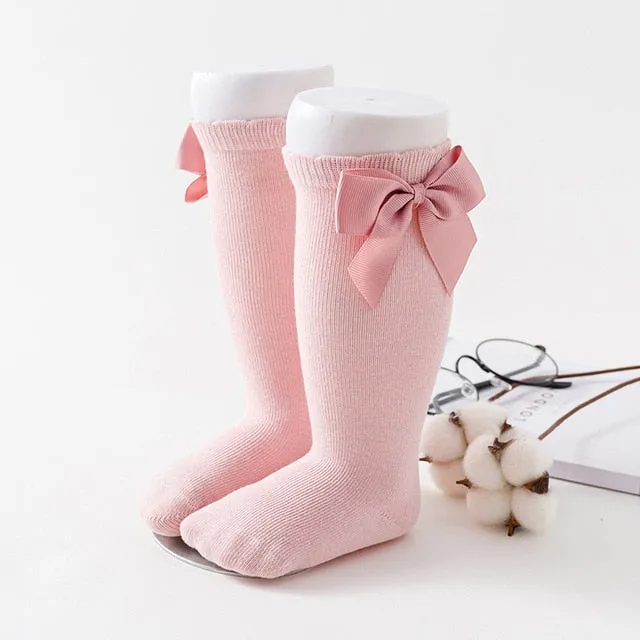 Newborn baby girls socks New Kids Socks Toddlers Girls Big Bow Knee High Long Soft Cotton Lace baby Socks Children Socks