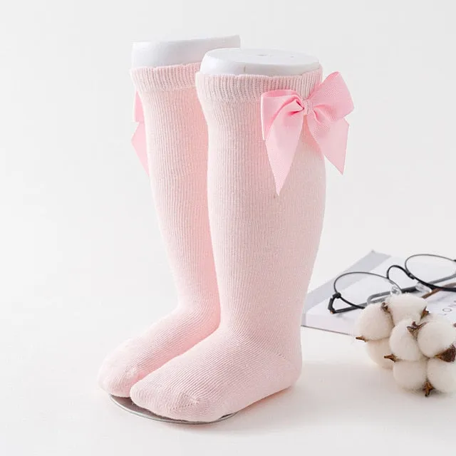 Newborn baby girls socks New Kids Socks Toddlers Girls Big Bow Knee High Long Soft Cotton Lace baby Socks Children Socks