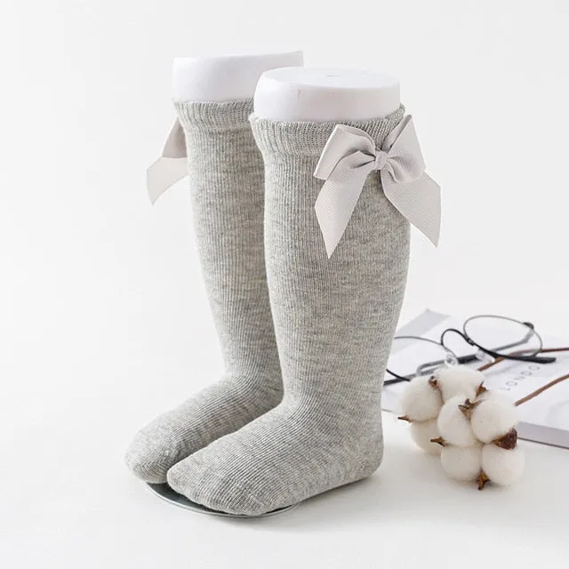 Newborn baby girls socks New Kids Socks Toddlers Girls Big Bow Knee High Long Soft Cotton Lace baby Socks Children Socks