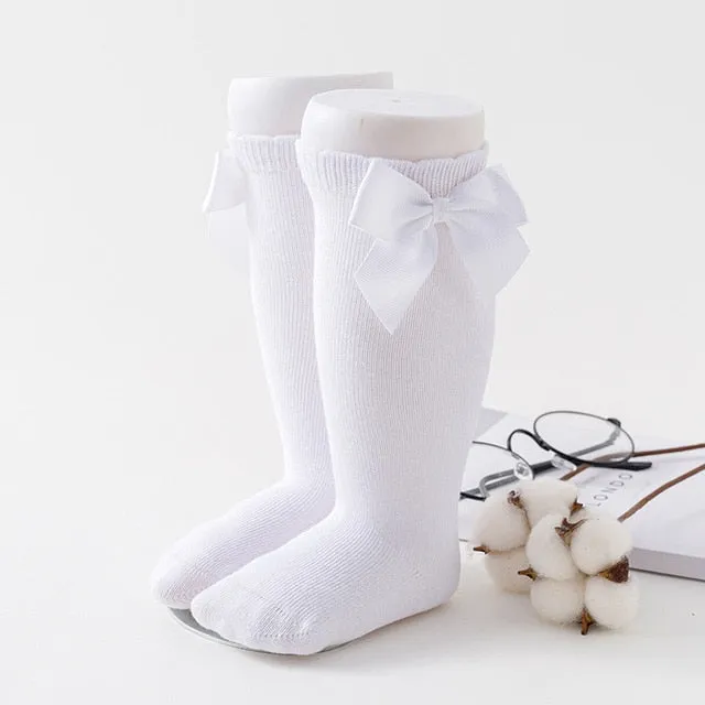 Newborn baby girls socks New Kids Socks Toddlers Girls Big Bow Knee High Long Soft Cotton Lace baby Socks Children Socks