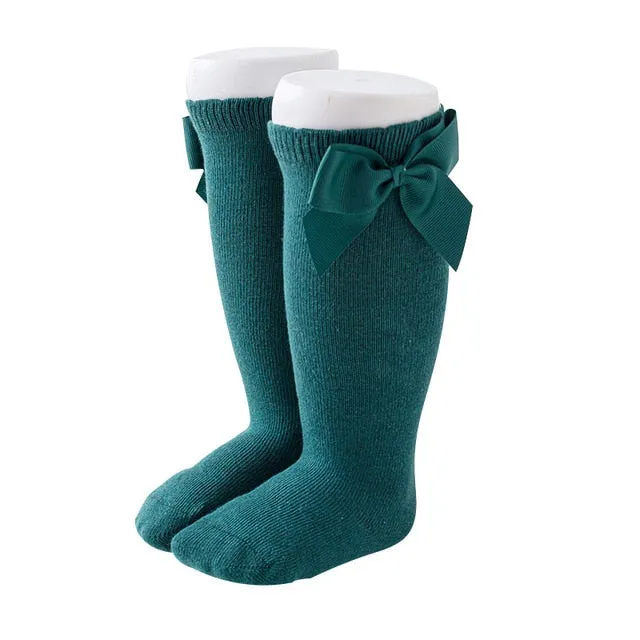 Newborn baby girls socks New Kids Socks Toddlers Girls Big Bow Knee High Long Soft Cotton Lace baby Socks Children Socks