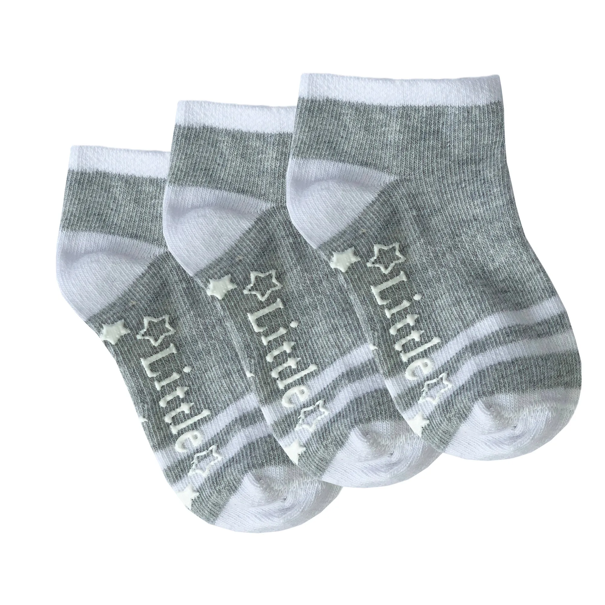 Non-Slip Stay-on Organic Baby and Toddler Trainer Socks - Summer Socks - Grey