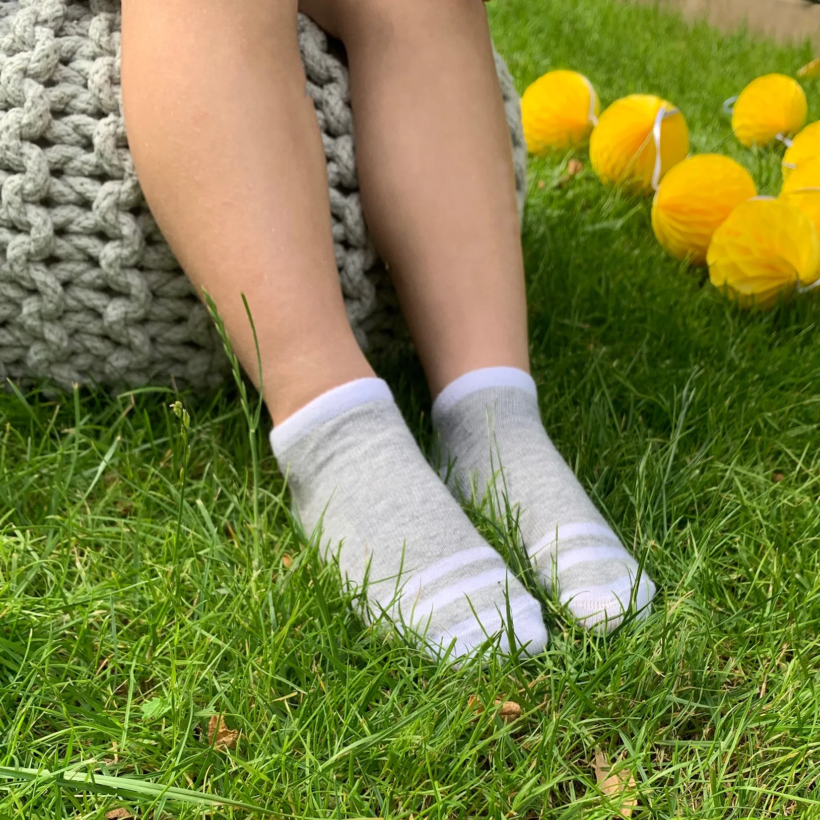 Non-Slip Stay-on Organic Baby and Toddler Trainer Socks - Summer Socks - Grey