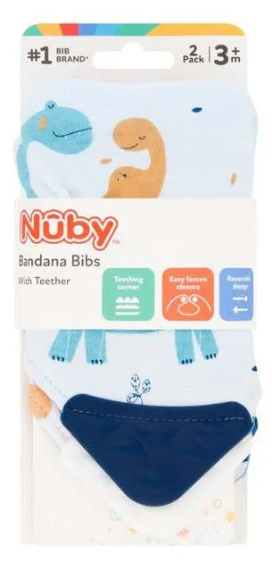 Nuby Bandana Bibs With Teether 2 Pack