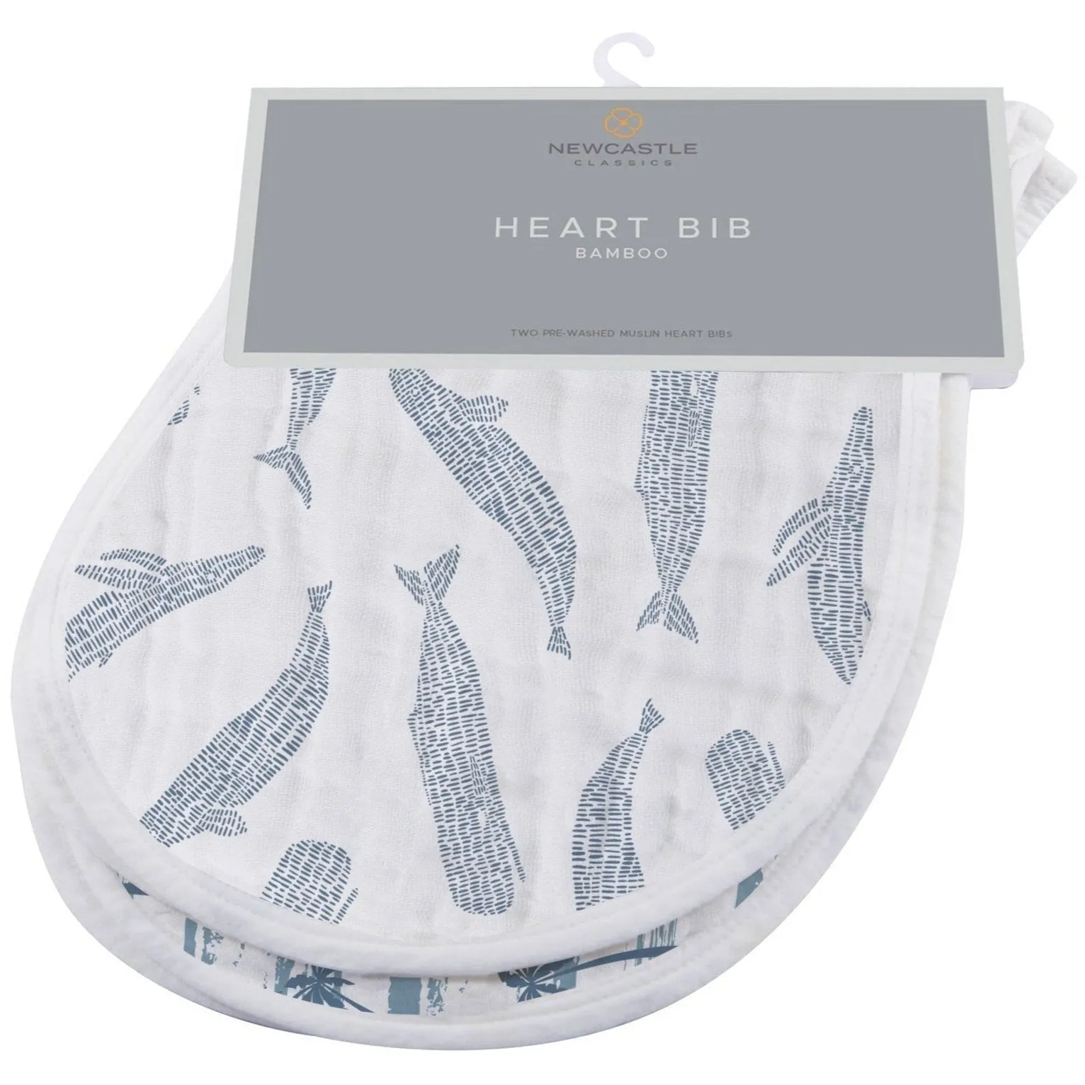 Ocean Tides Bamboo Burp Cloth/Heart Bib 2PK