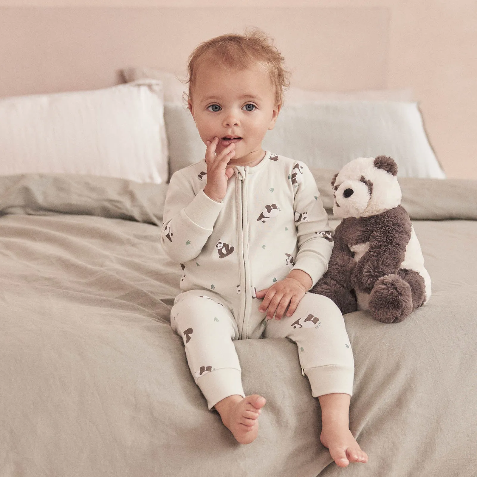 Panda Print Clever Zip Baby Pajamas