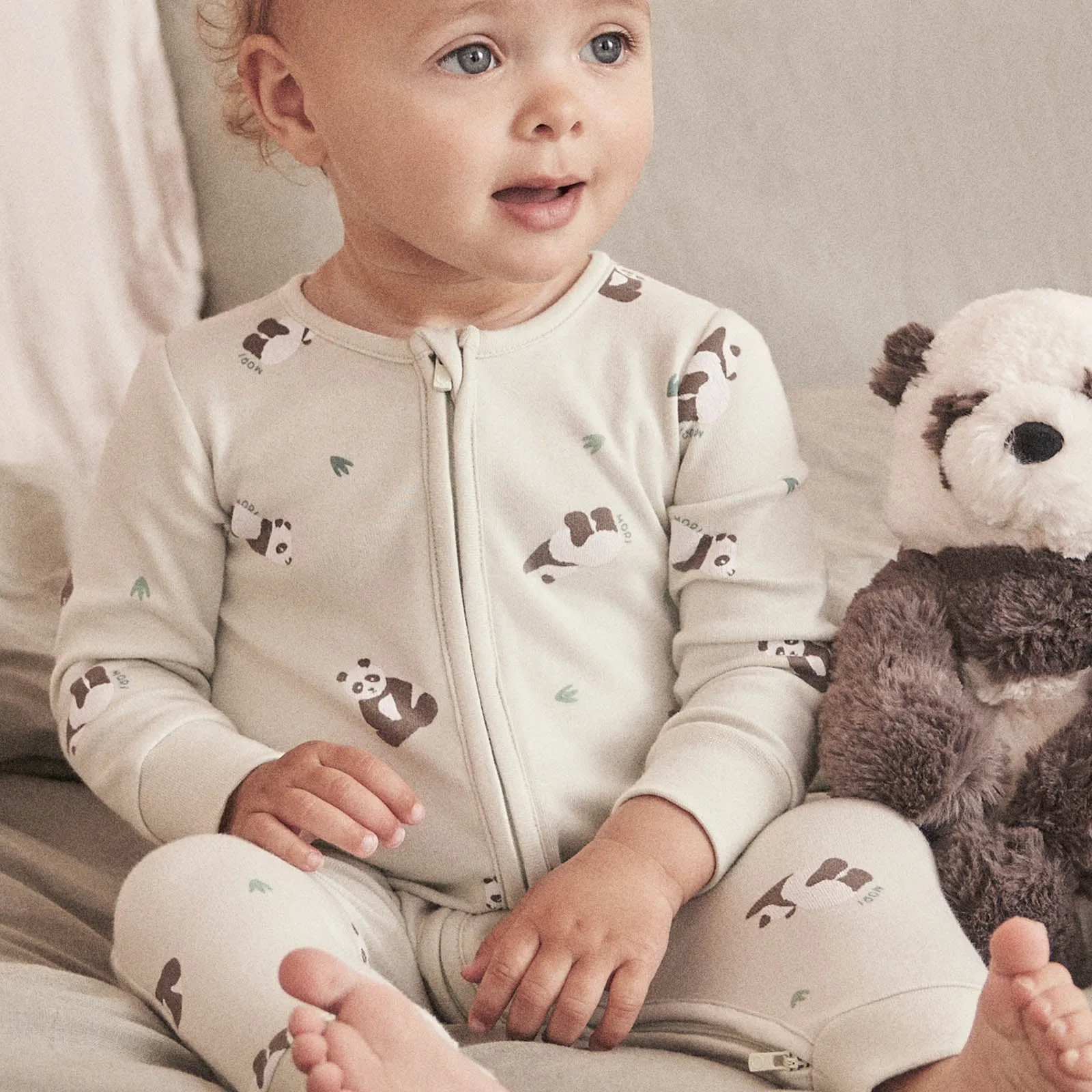 Panda Print Clever Zip Baby Pajamas