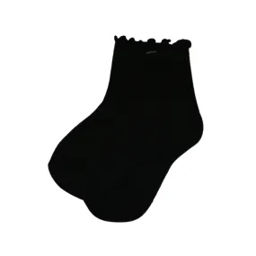 Patterned Scallop Rib Socks - Black