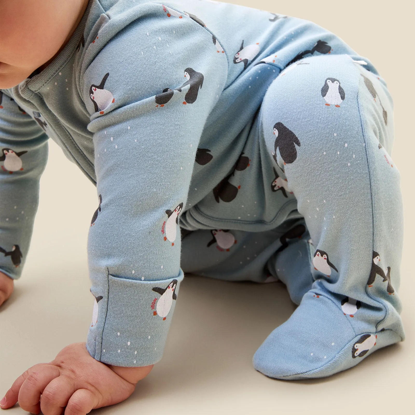 Penguin Print Clever Zip Baby Pajamas