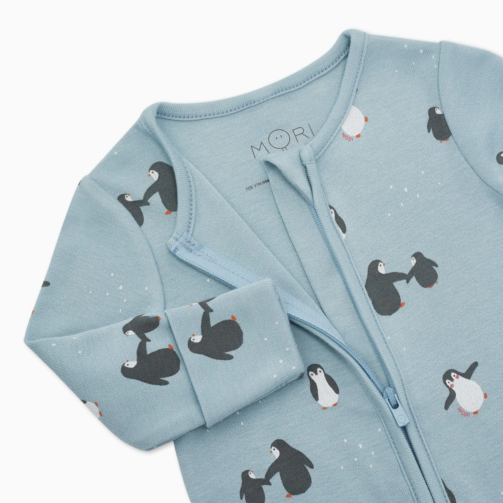 Penguin Print Clever Zip Baby Pajamas
