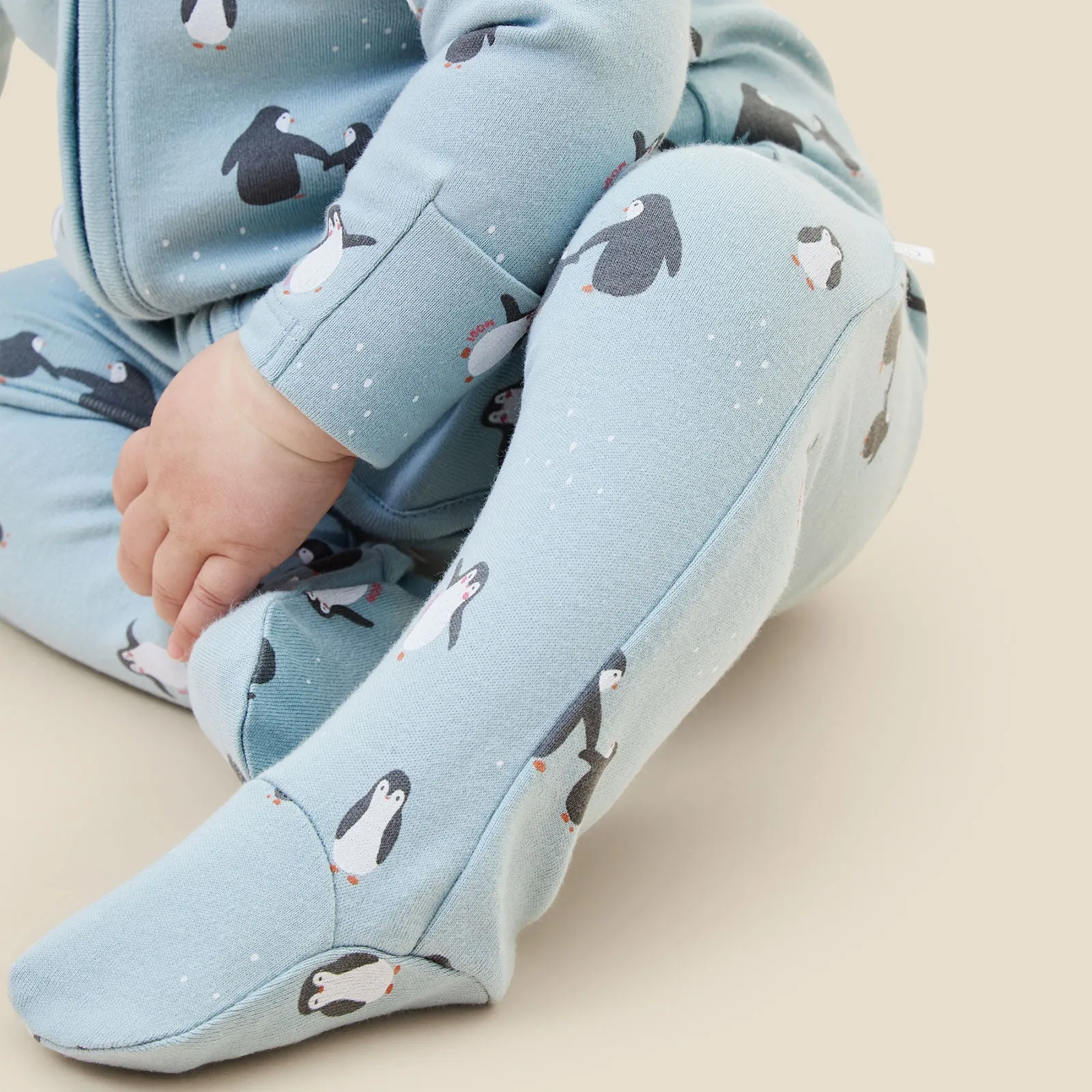 Penguin Print Clever Zip Baby Pajamas