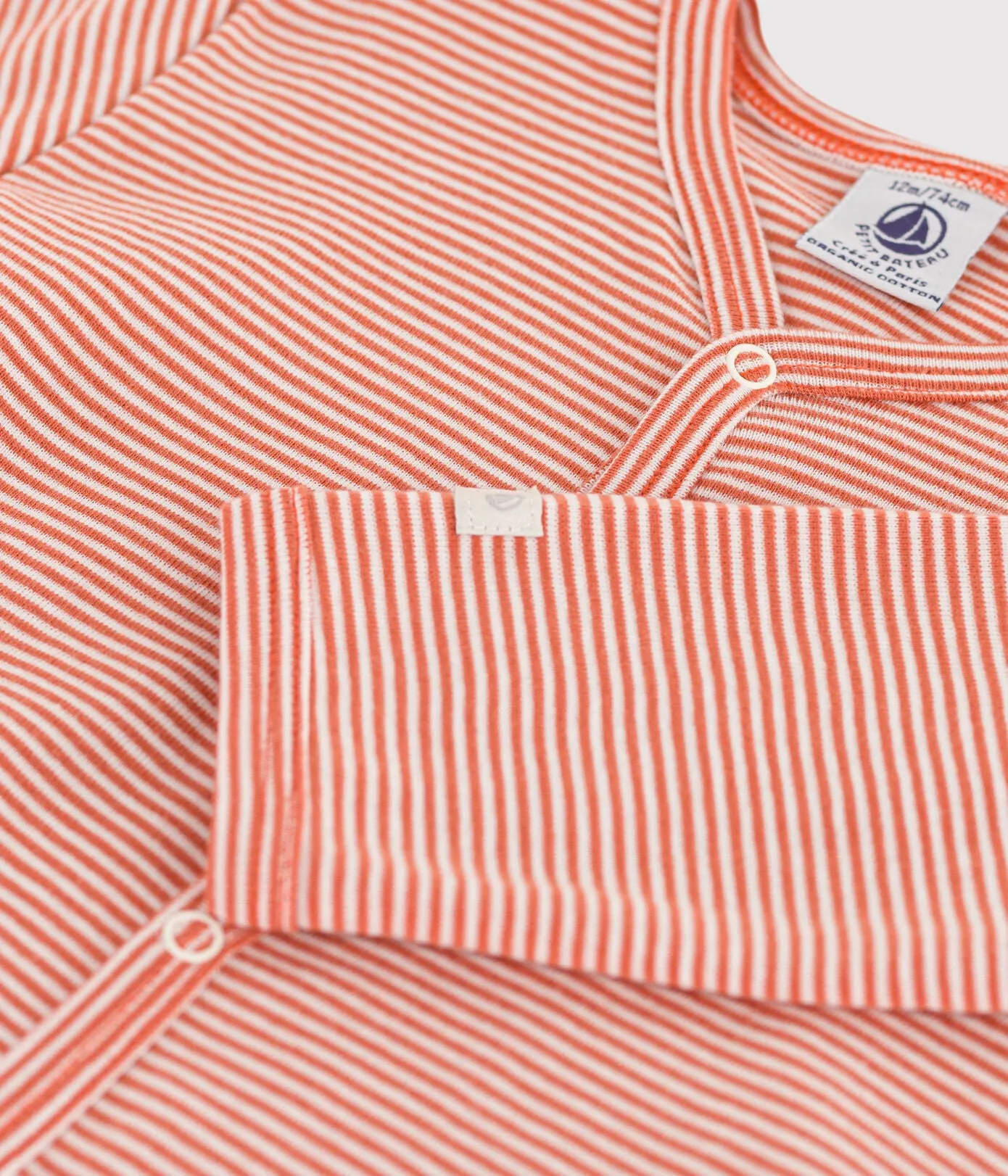 Petit Bateau Pink Striped Front Snap Footie