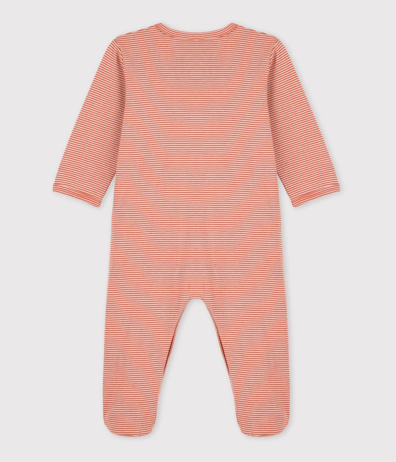 Petit Bateau Pink Striped Front Snap Footie