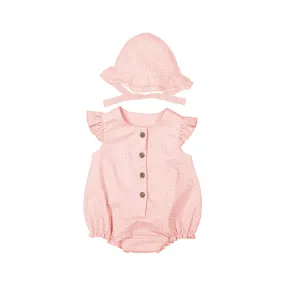 Polka Dot Bubble & Hat Set in Rosa Baby
