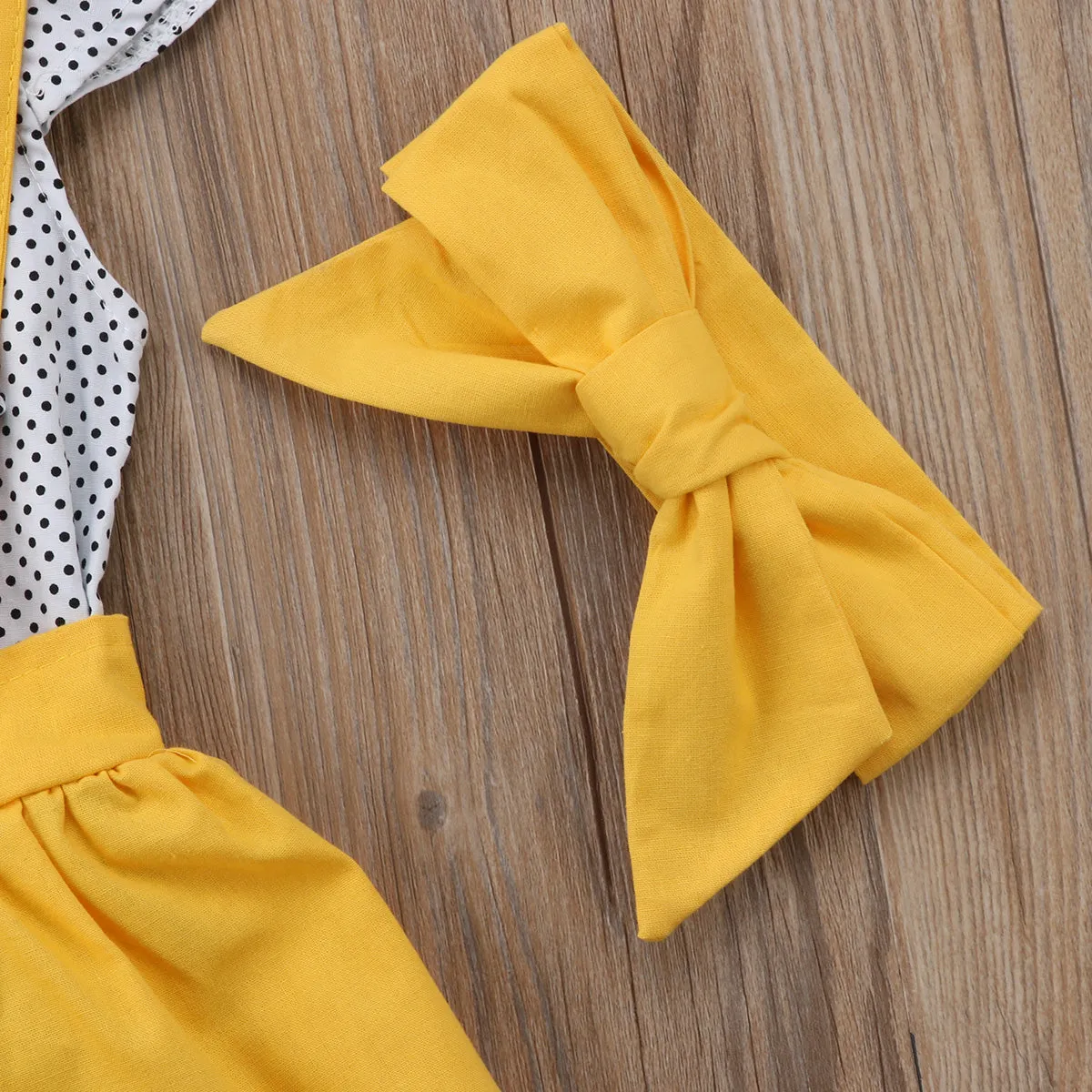 Polka Dot Top Yellow Skirt Outfit