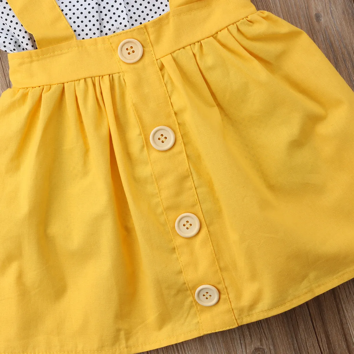 Polka Dot Top Yellow Skirt Outfit