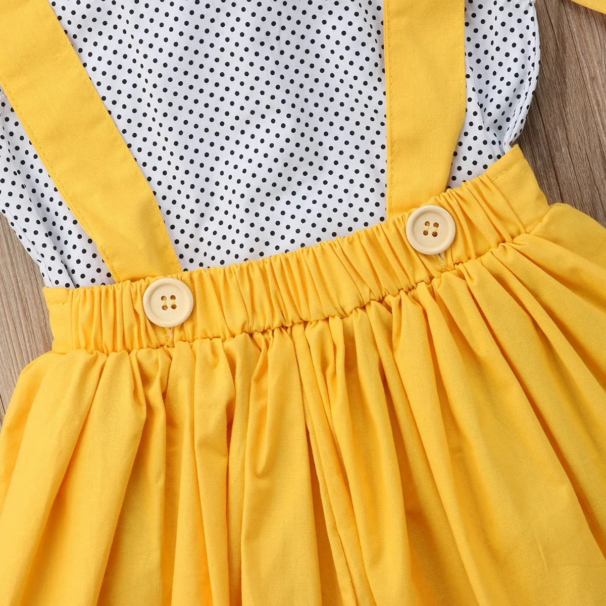 Polka Dot Top Yellow Skirt Outfit