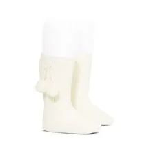 Pom pom knee high socks - Neutral
