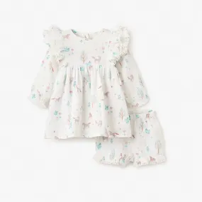 Pony Meadow Organic Muslin Dress and Bloomer Set