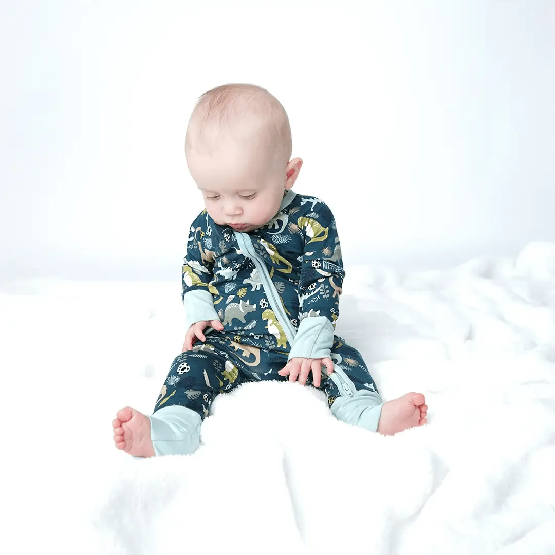 Prehistoric Dinosaur Bamboo Convertible Romper Sleeper Pajama Baby