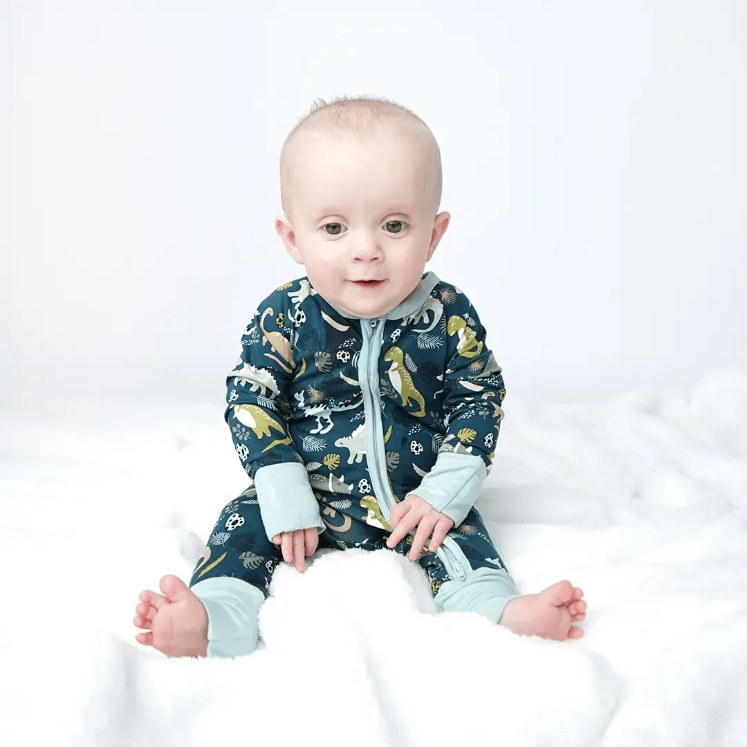 Prehistoric Dinosaur Bamboo Convertible Romper Sleeper Pajama Baby