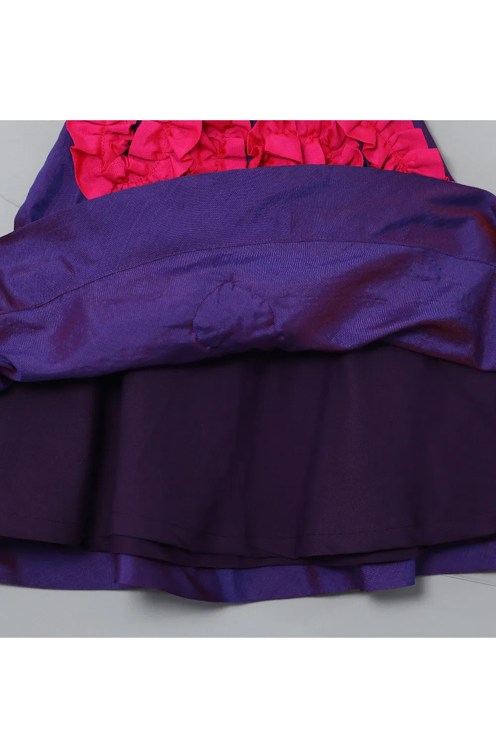 Purple And Pink Ruffle Silk Dress