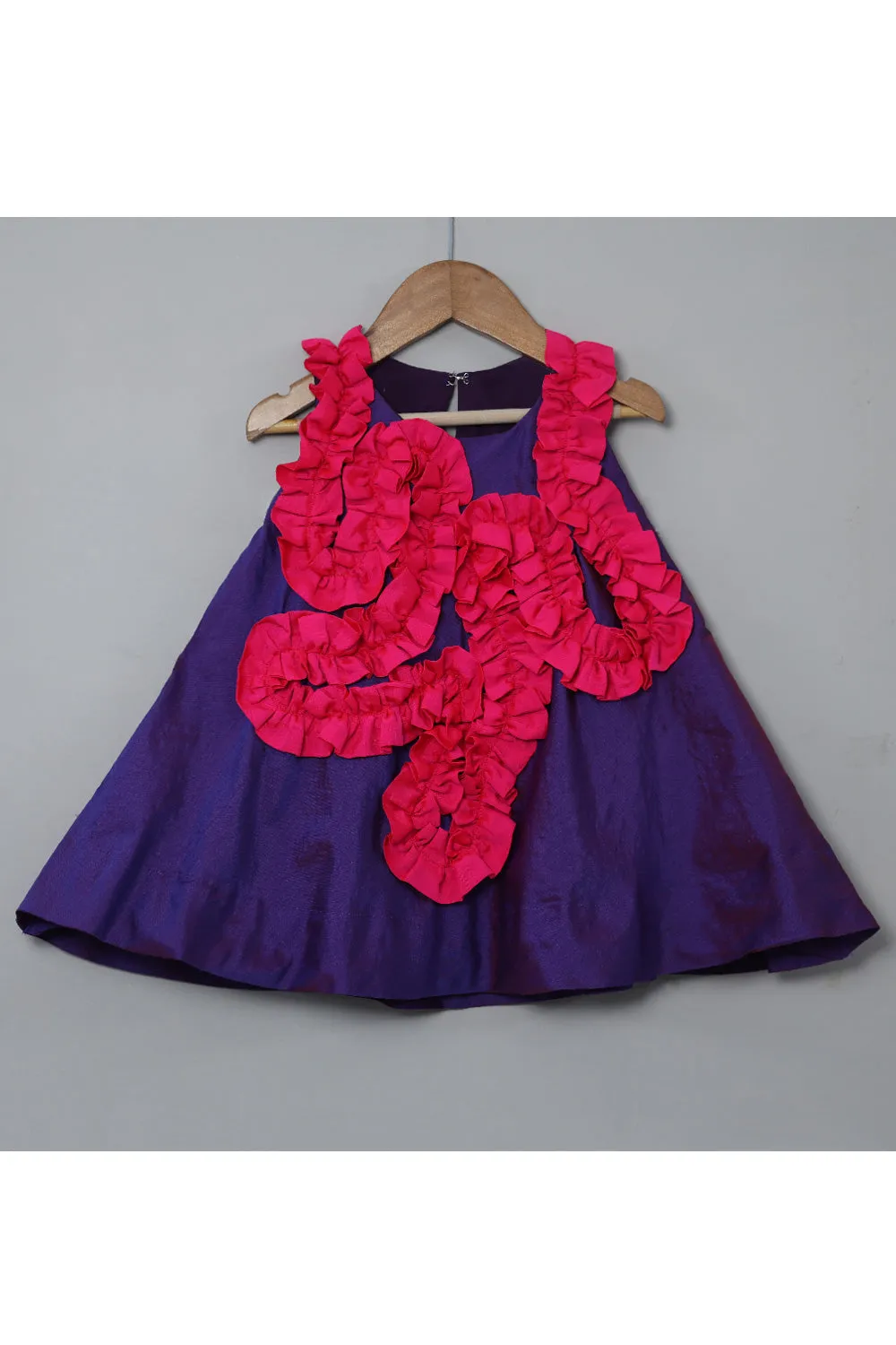 Purple And Pink Ruffle Silk Dress