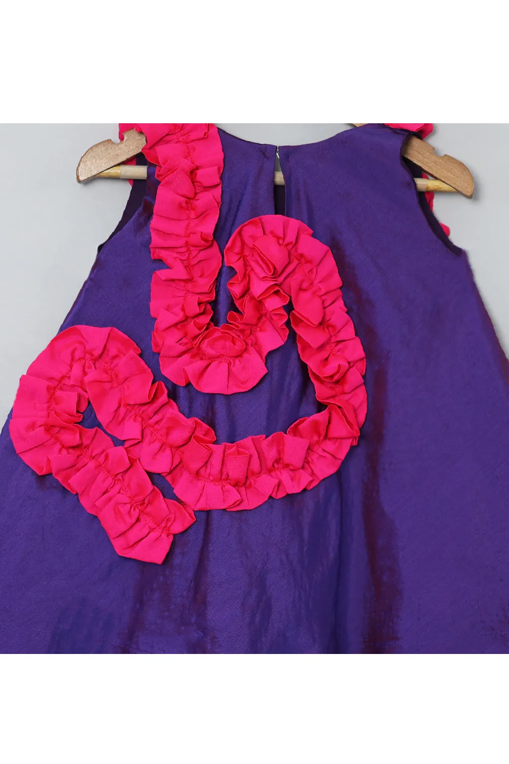 Purple And Pink Ruffle Silk Dress