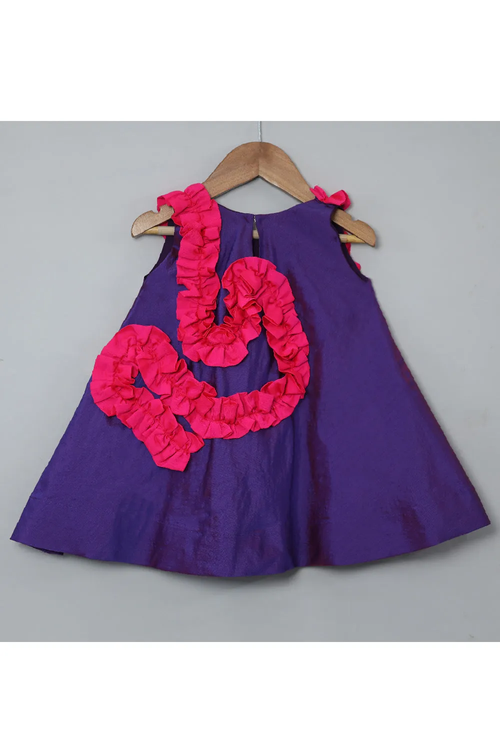 Purple And Pink Ruffle Silk Dress