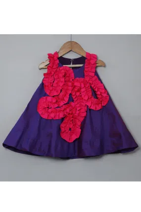 Purple And Pink Ruffle Silk Dress