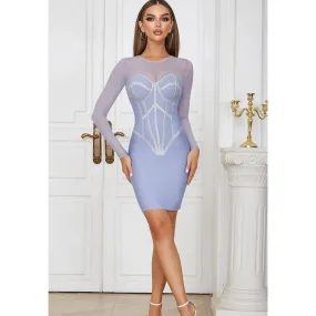 Retro Perspective Mosaic Mesh Dress
