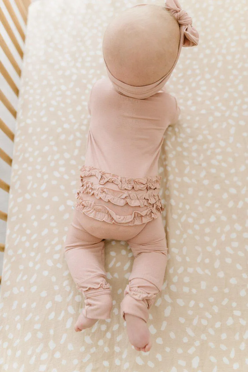 Ruffle Zipper One Piece - Dusty Pink