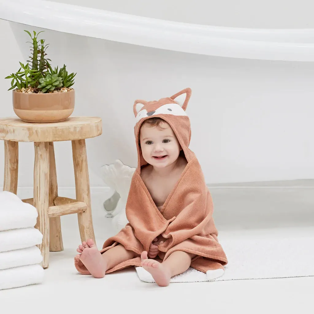 Rust Fox Hooded Baby Bath Wrap Towel