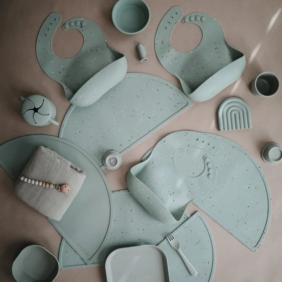 Silicone Baby Bib (Cambridge Blue Confetti)