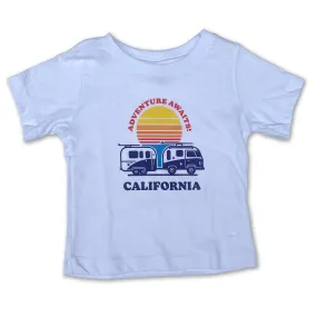 Sol Baby Adventure Awaits California Beach Camper Short Sleeve White Tee