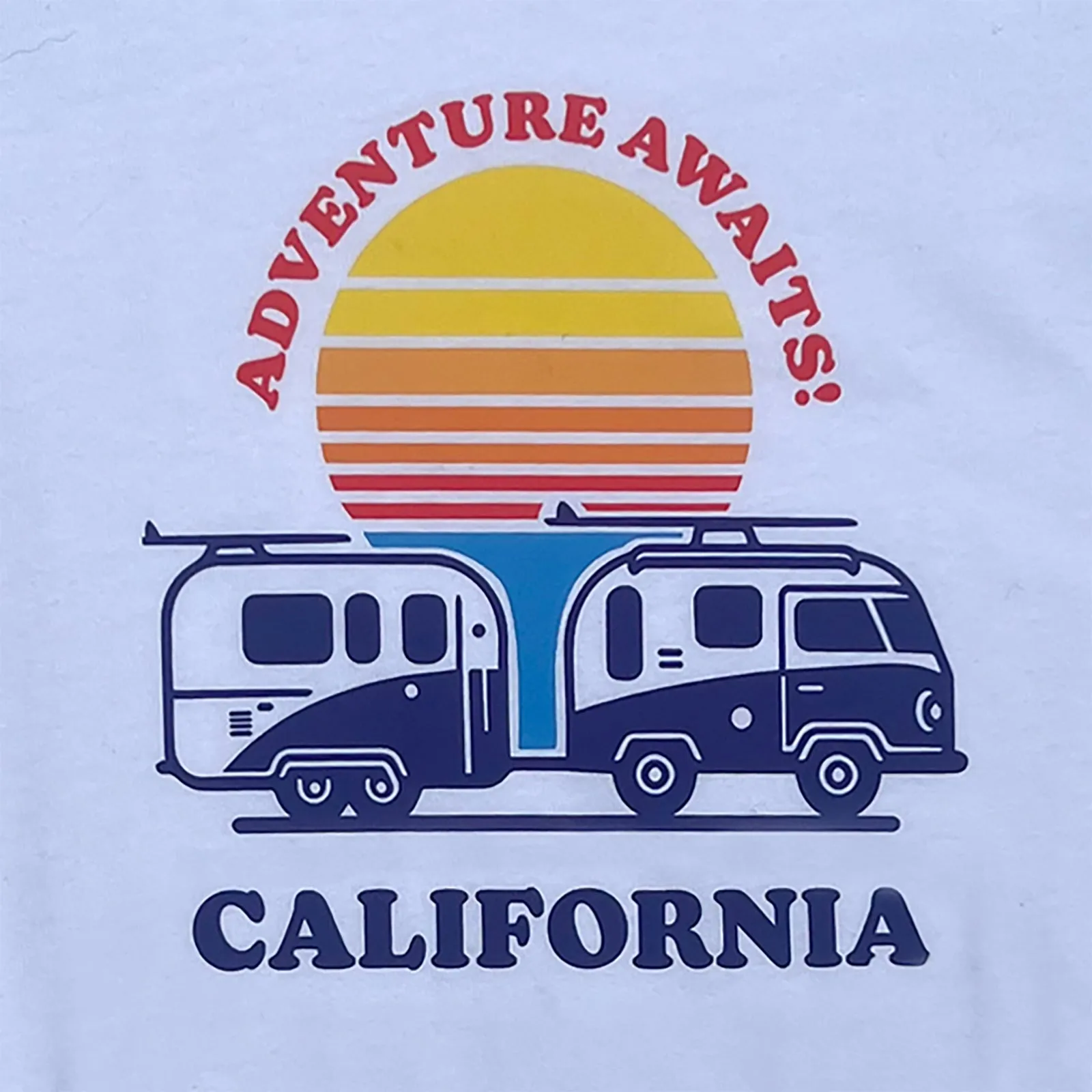 Sol Baby Adventure Awaits California Beach Camper Short Sleeve White Tee