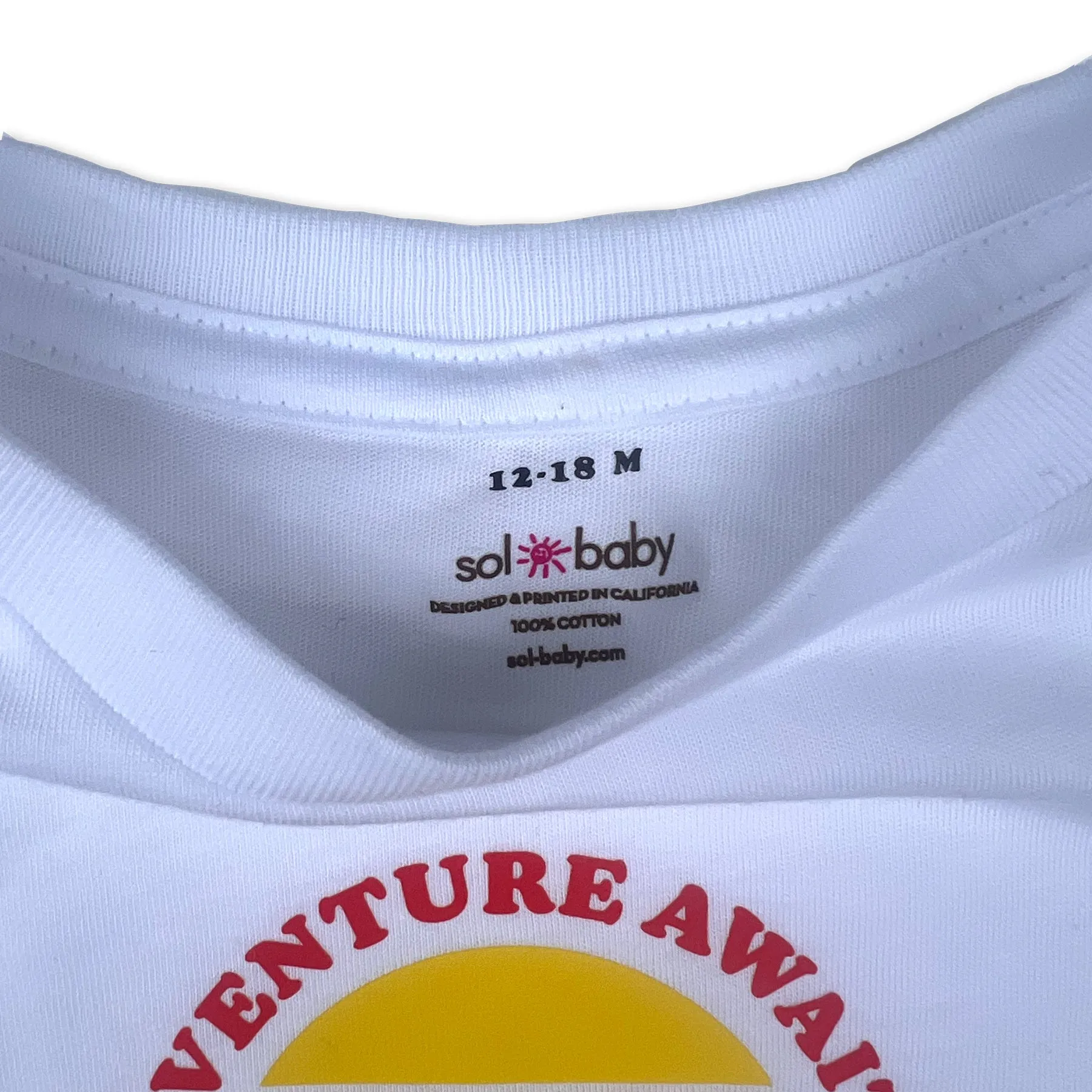 Sol Baby Adventure Awaits California Beach Camper Short Sleeve White Tee