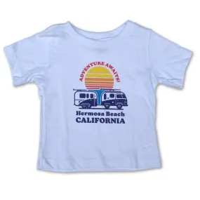 Sol Baby Adventure Awaits Hermosa Beach California Beach Camper Short Sleeve White Tee
