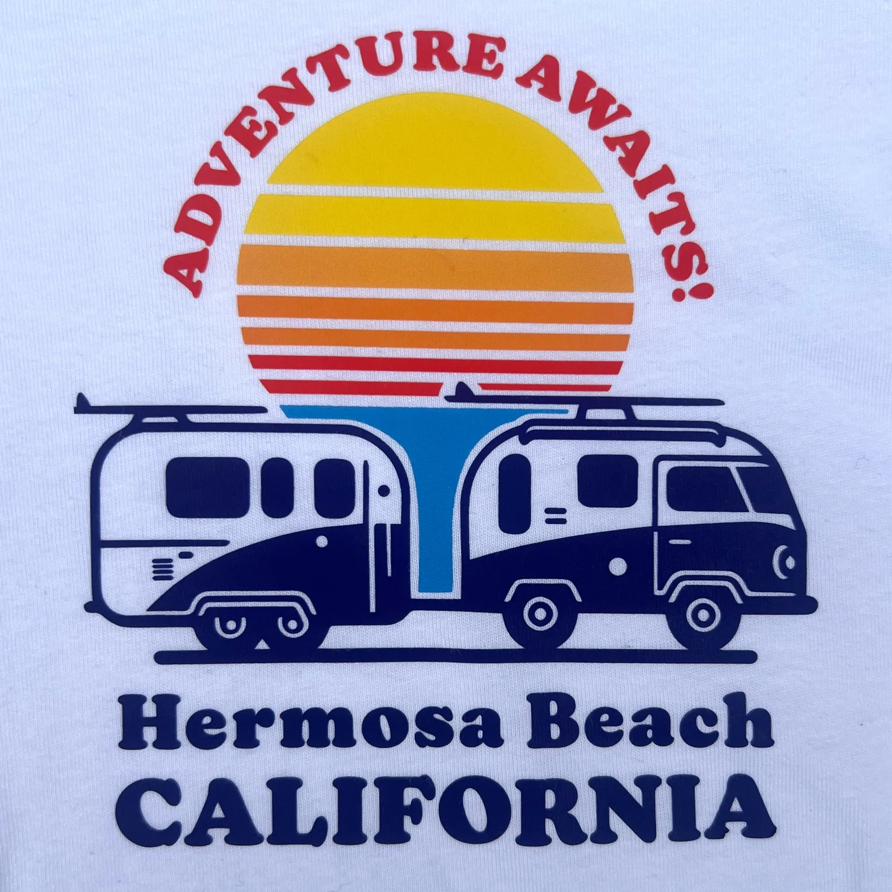 Sol Baby Adventure Awaits Hermosa Beach California Beach Camper Short Sleeve White Tee