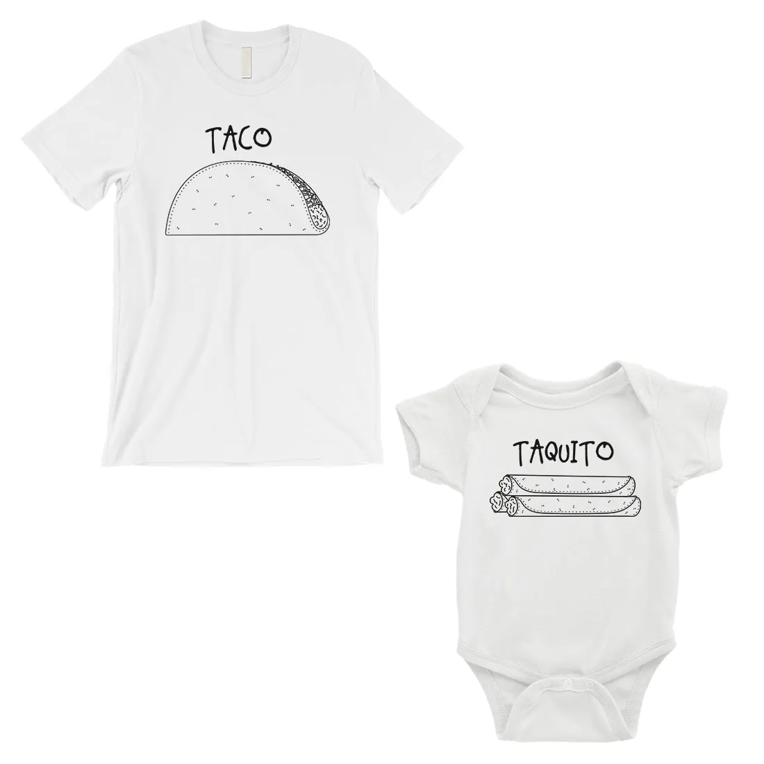 Taco Taquito Dad and Baby Matching Outfits White