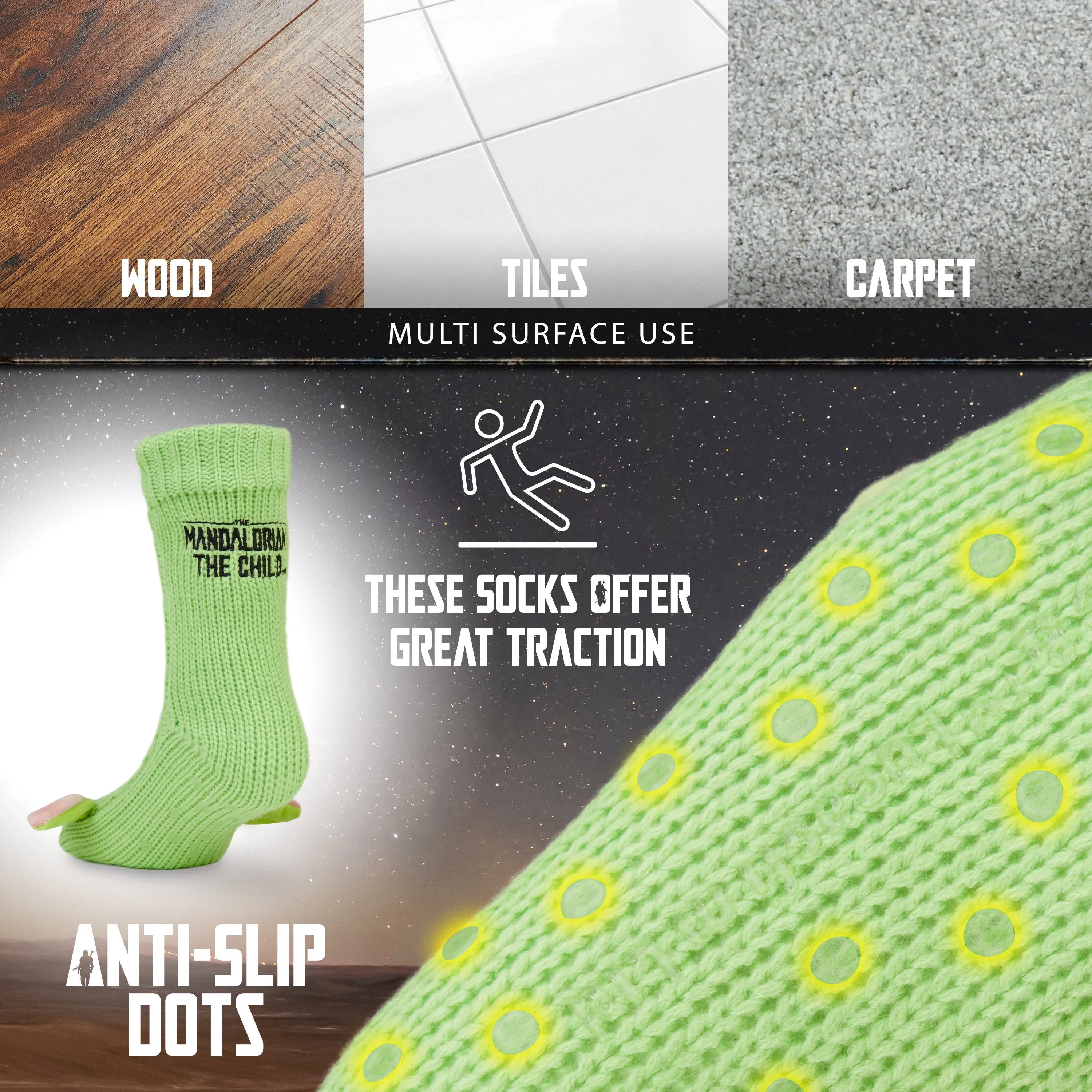 The Mandalorian Baby Yoda Slipper Socks, Women Slipper Socks Green