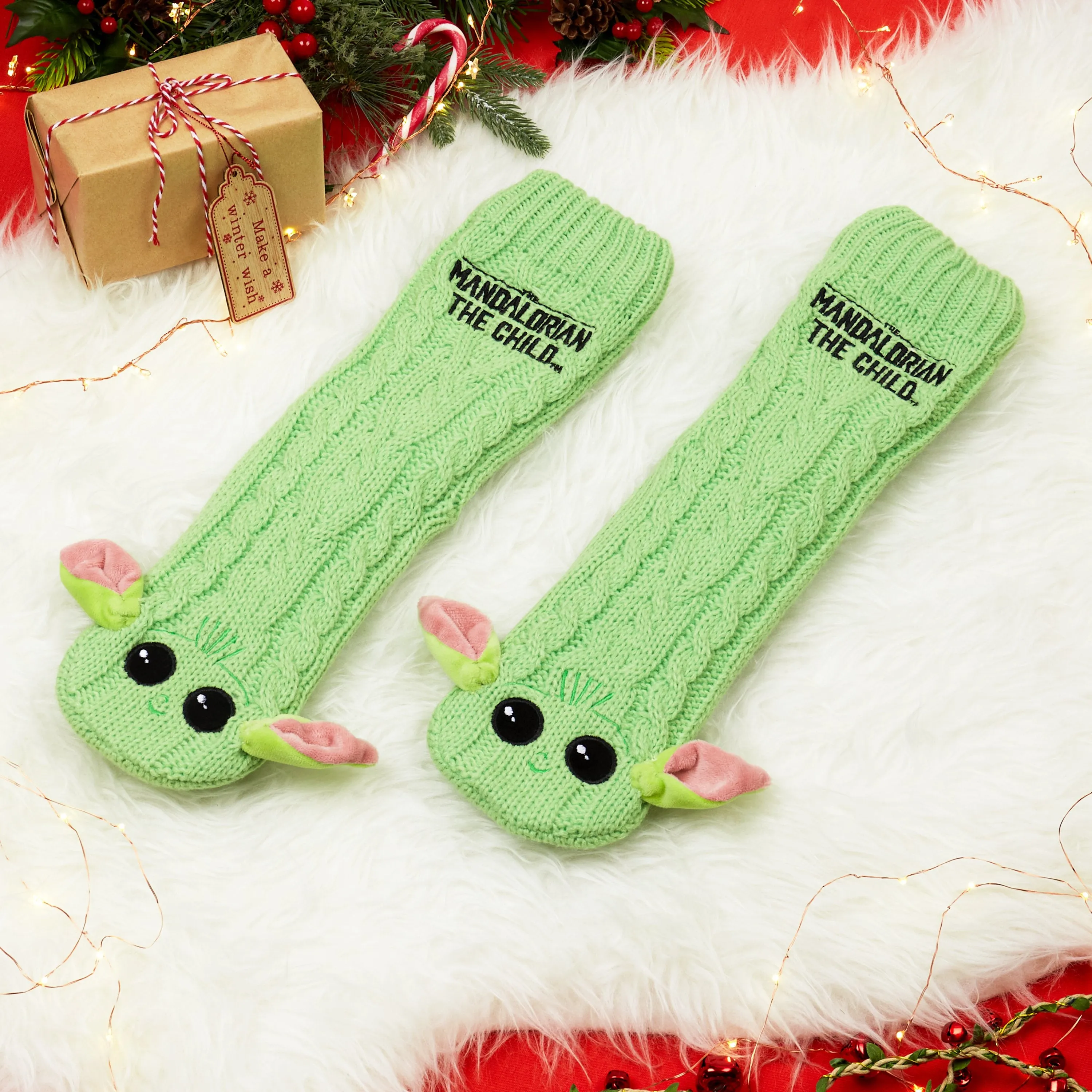 The Mandalorian Baby Yoda Slipper Socks, Women Slipper Socks Green